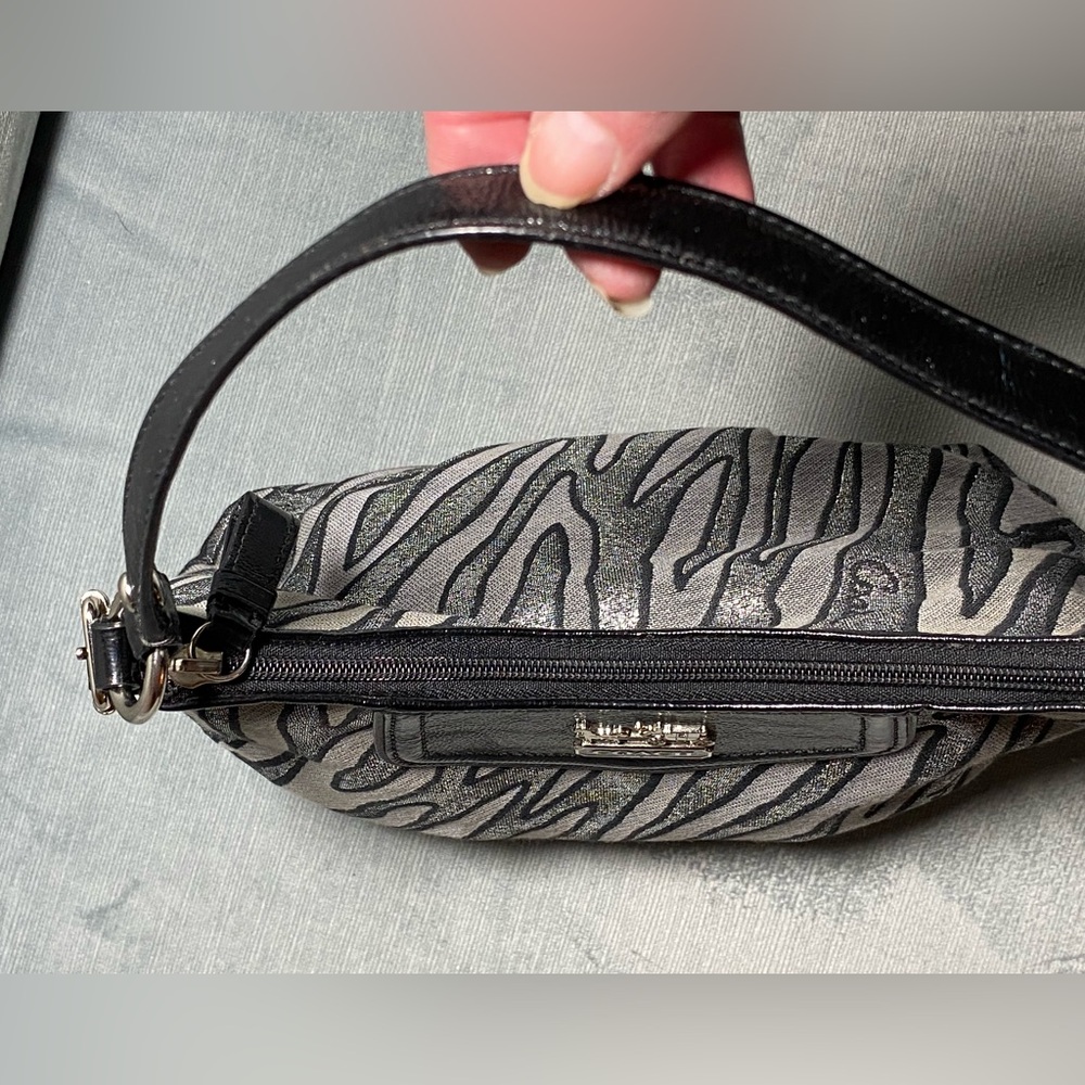 EUC coach metallic zebra print purse 10.5” x 6.5” x 3.25”; 6.5 handle drop - Picture 11 of 16